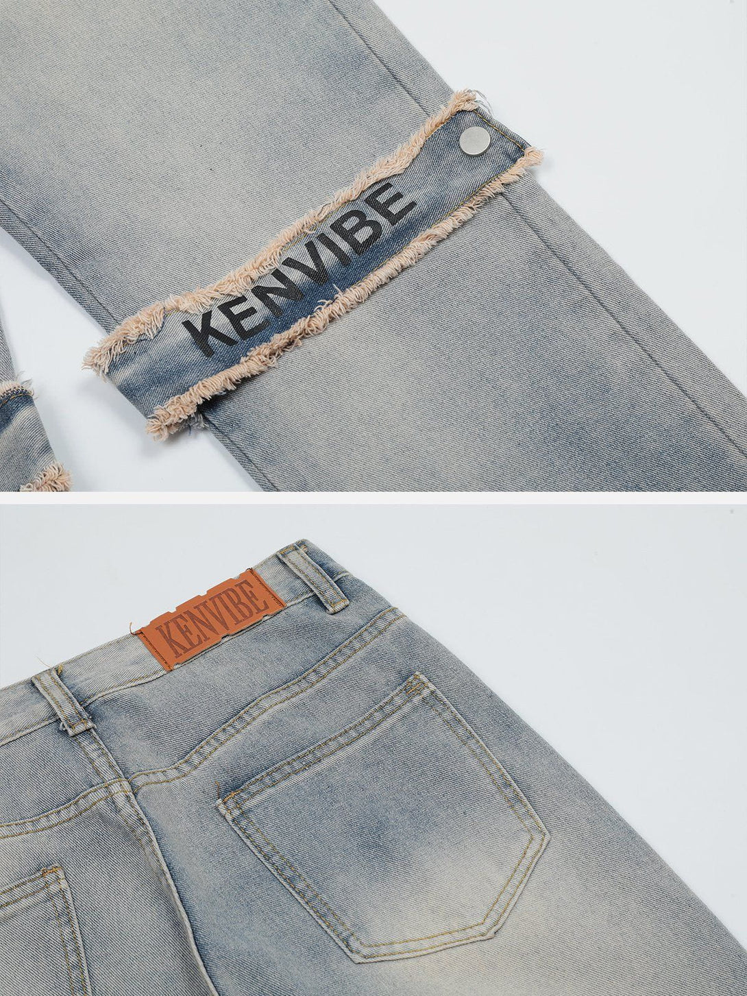 Helmiss - Vintage Distressed Patch Jeans- Streetwear Fashion - helmiss.com