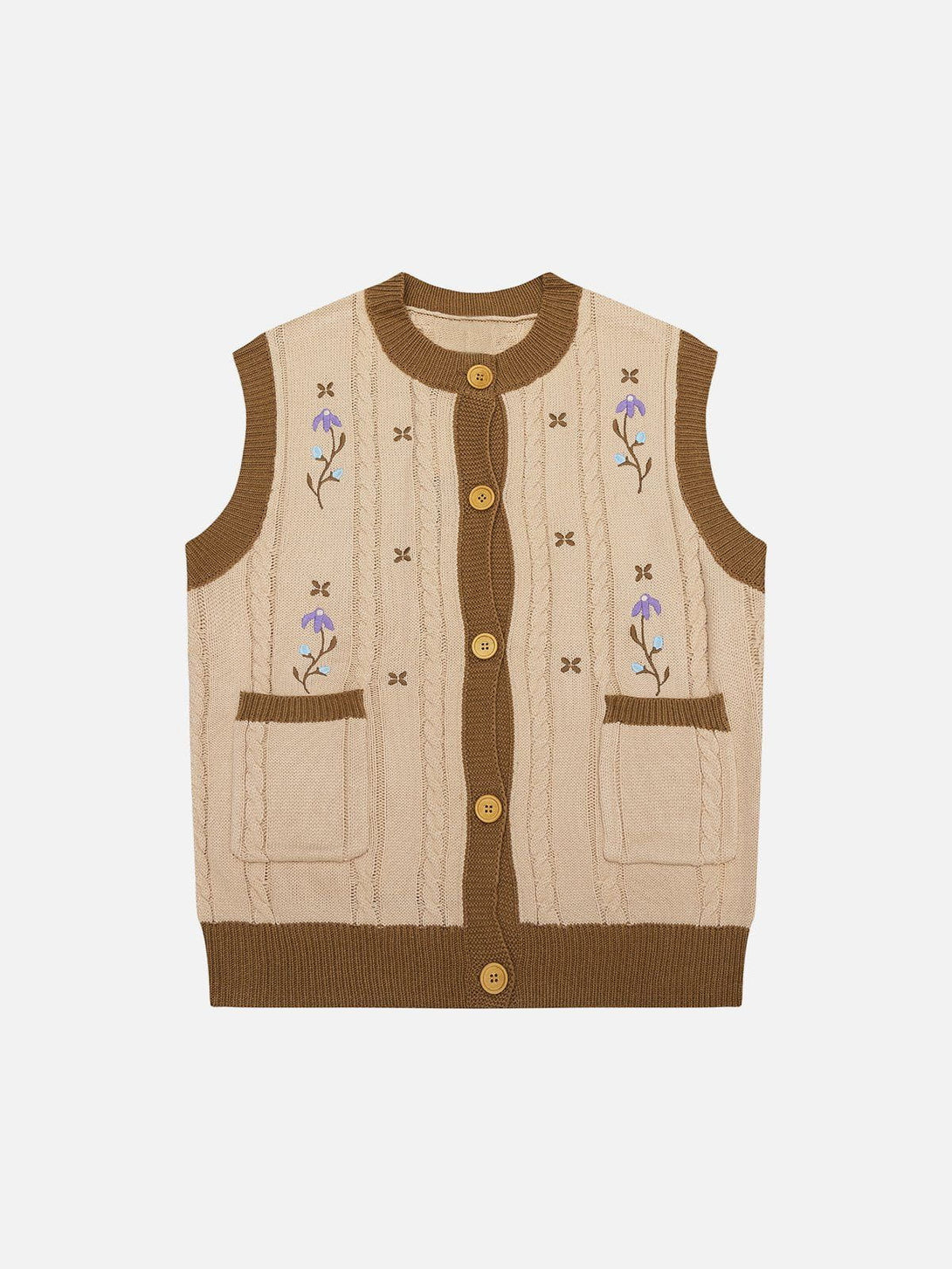 Helmiss - Vintage Embroidery Sweater Vest- Streetwear Fashion - helmiss.com