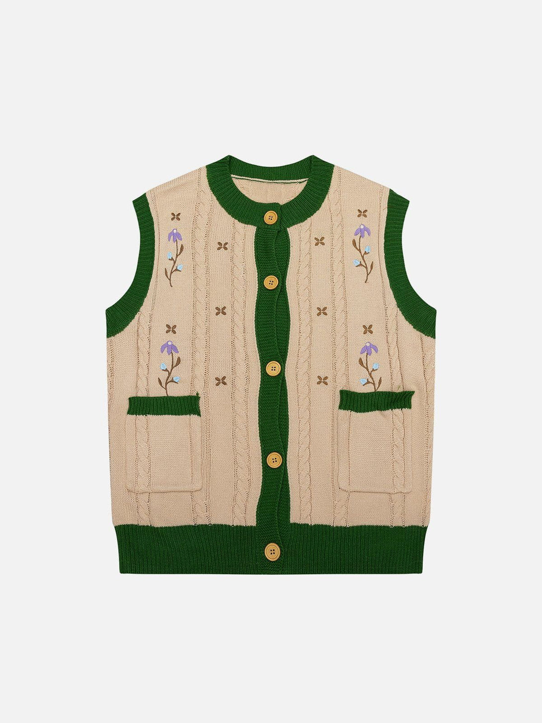 Helmiss - Vintage Embroidery Sweater Vest- Streetwear Fashion - helmiss.com