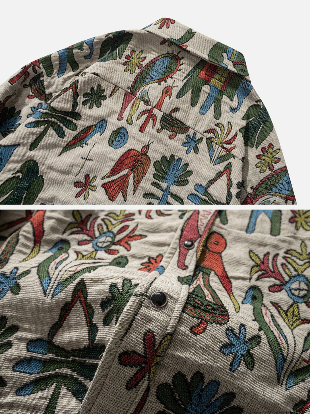 Helmiss - Vintage Floral Print Shacket- Streetwear Fashion - helmiss.com