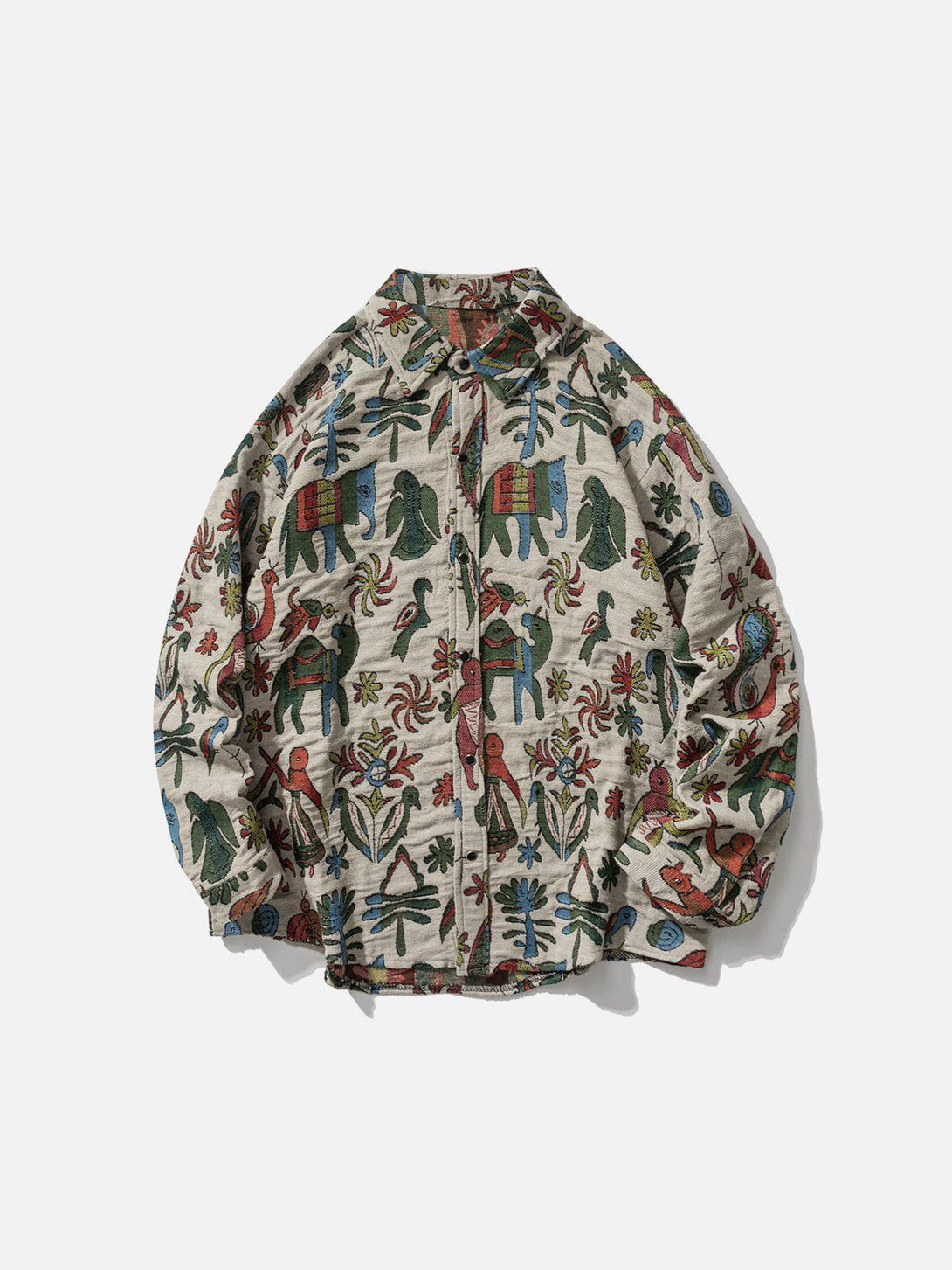 Helmiss - Vintage Floral Print Shacket- Streetwear Fashion - helmiss.com