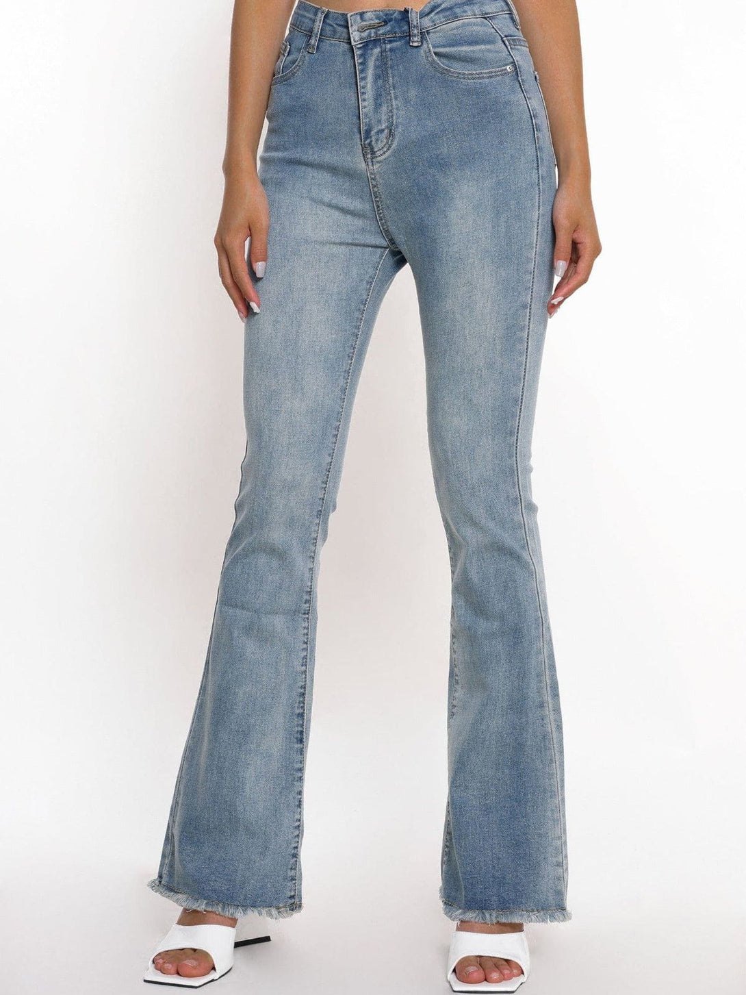 Helmiss - Vintage Frayed Flared Jeans- Streetwear Fashion - helmiss.com