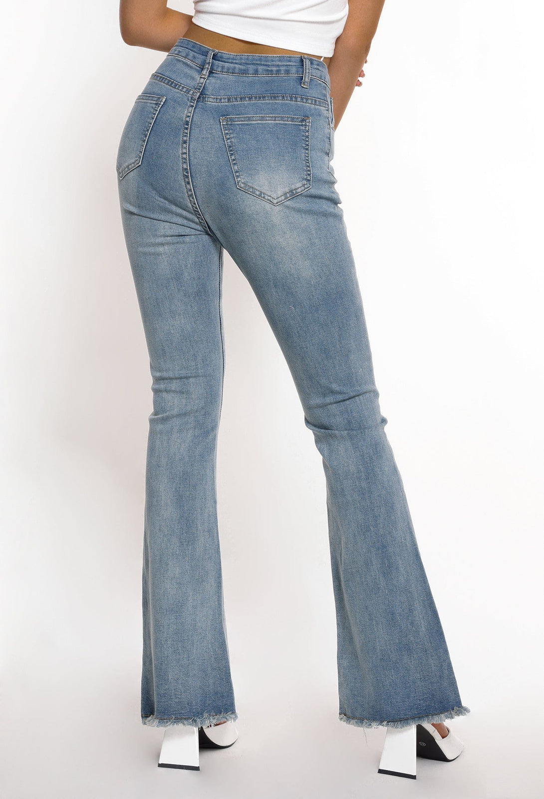 Helmiss - Vintage Frayed Flared Jeans- Streetwear Fashion - helmiss.com