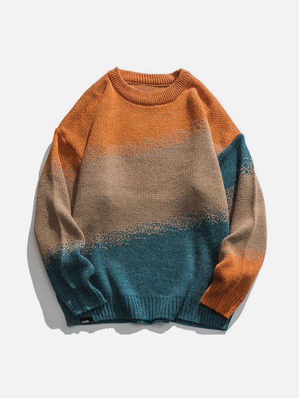 Helmiss - Vintage Gradient Knit Sweater- Streetwear Fashion - helmiss.com