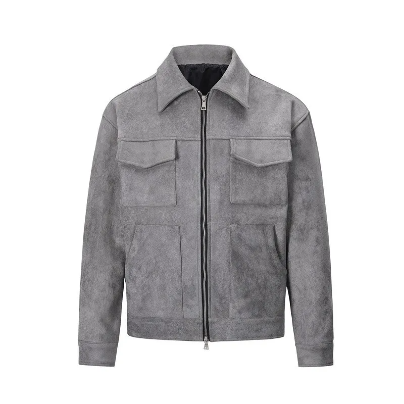 Helmiss - Vintage High Street Suede Material Crock Jacket- Streetwear Fashion - helmiss.com