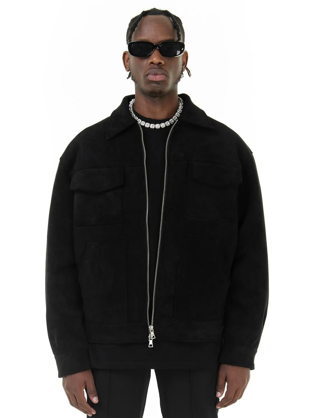 Helmiss - Vintage High Street Suede Material Crock Jacket- Streetwear Fashion - helmiss.com