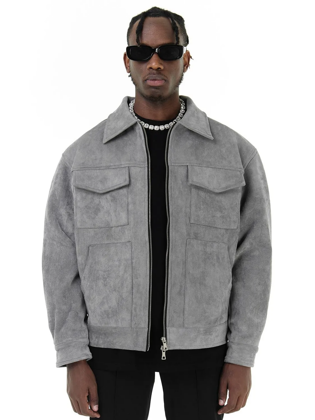 Helmiss - Vintage High Street Suede Material Crock Jacket- Streetwear Fashion - helmiss.com