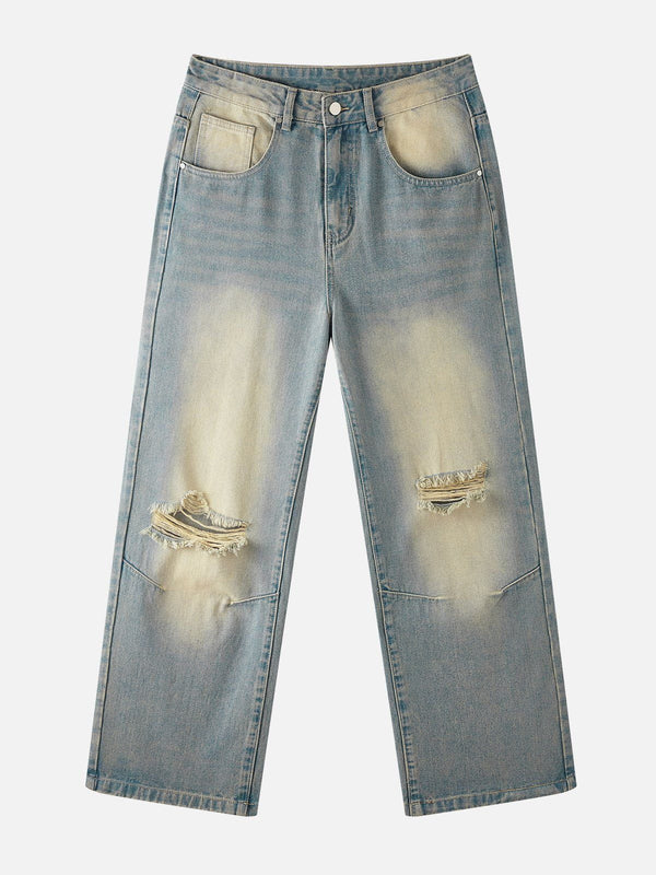 Helmiss - Vintage Hole Washed Jeans- Streetwear Fashion - helmiss.com