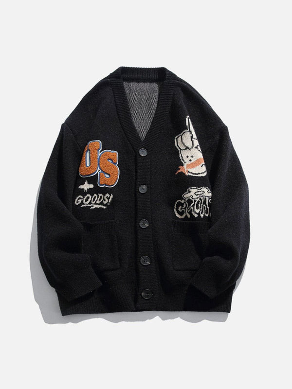 Helmiss - Vintage Letter Cardigan- Streetwear Fashion - helmiss.com