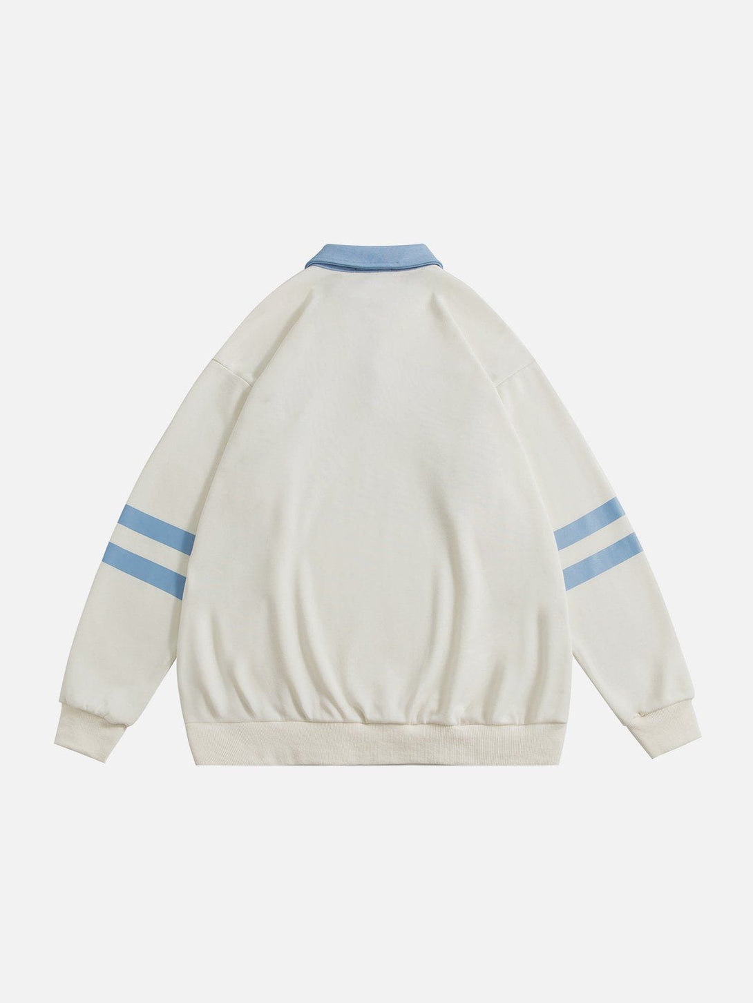 Helmiss - Vintage Letter Striped Polo Sweatshirt- Streetwear Fashion - helmiss.com