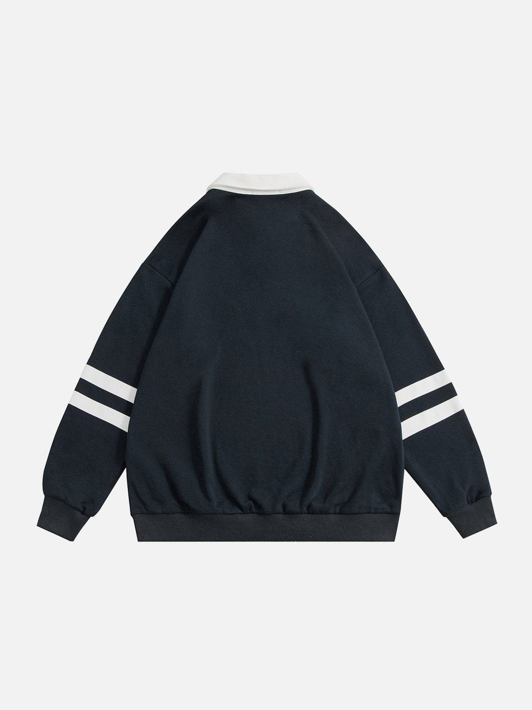 Helmiss - Vintage Letter Striped Polo Sweatshirt- Streetwear Fashion - helmiss.com