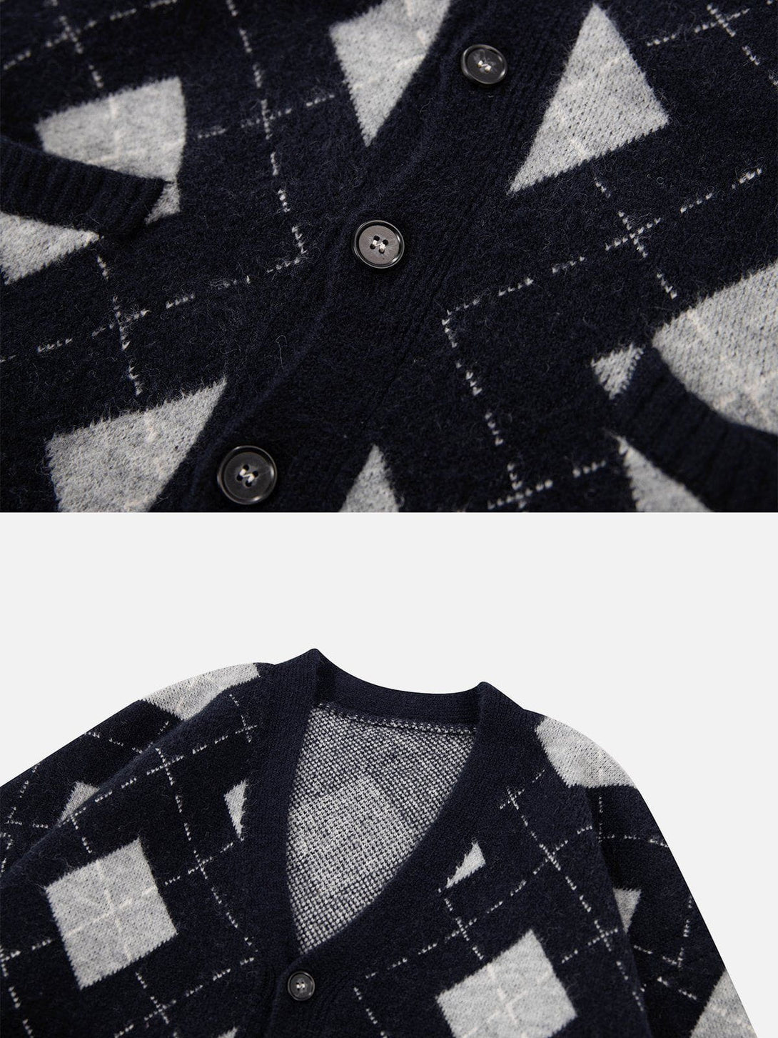 Helmiss - Vintage PLAID Embroidery Cardigan- Streetwear Fashion - helmiss.com