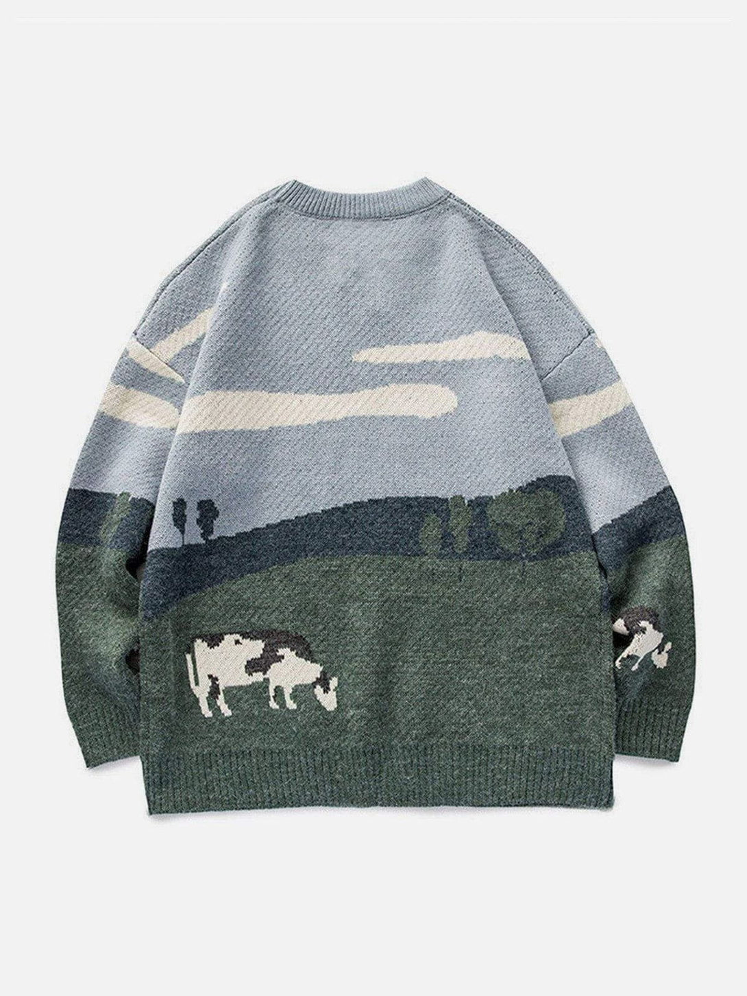 Helmiss - Vintage Prairie Cow Pattern Streetwear Sweater- Streetwear Fashion - helmiss.com