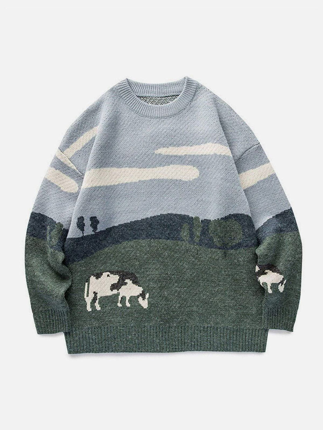 Helmiss - Vintage Prairie Cow Pattern Streetwear Sweater- Streetwear Fashion - helmiss.com