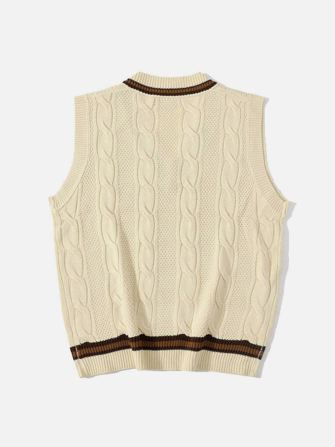 Helmiss - Vintage Preppy Style Knit Sweater Vest- Streetwear Fashion - helmiss.com