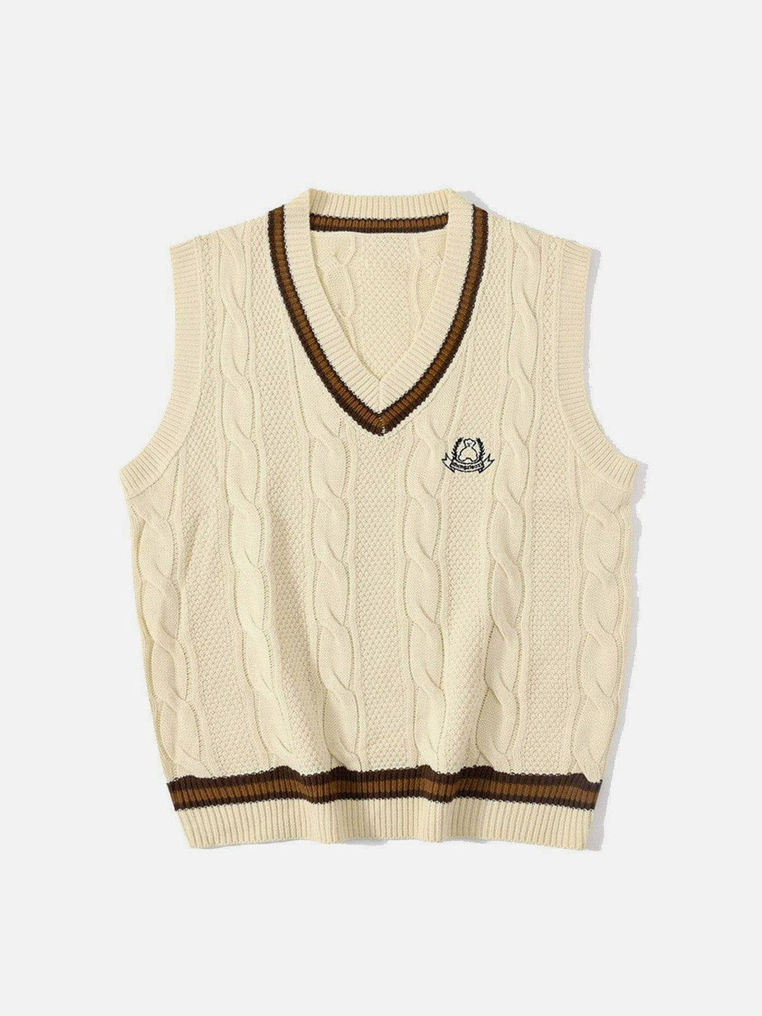 Helmiss - Vintage Preppy Style Knit Sweater Vest- Streetwear Fashion - helmiss.com