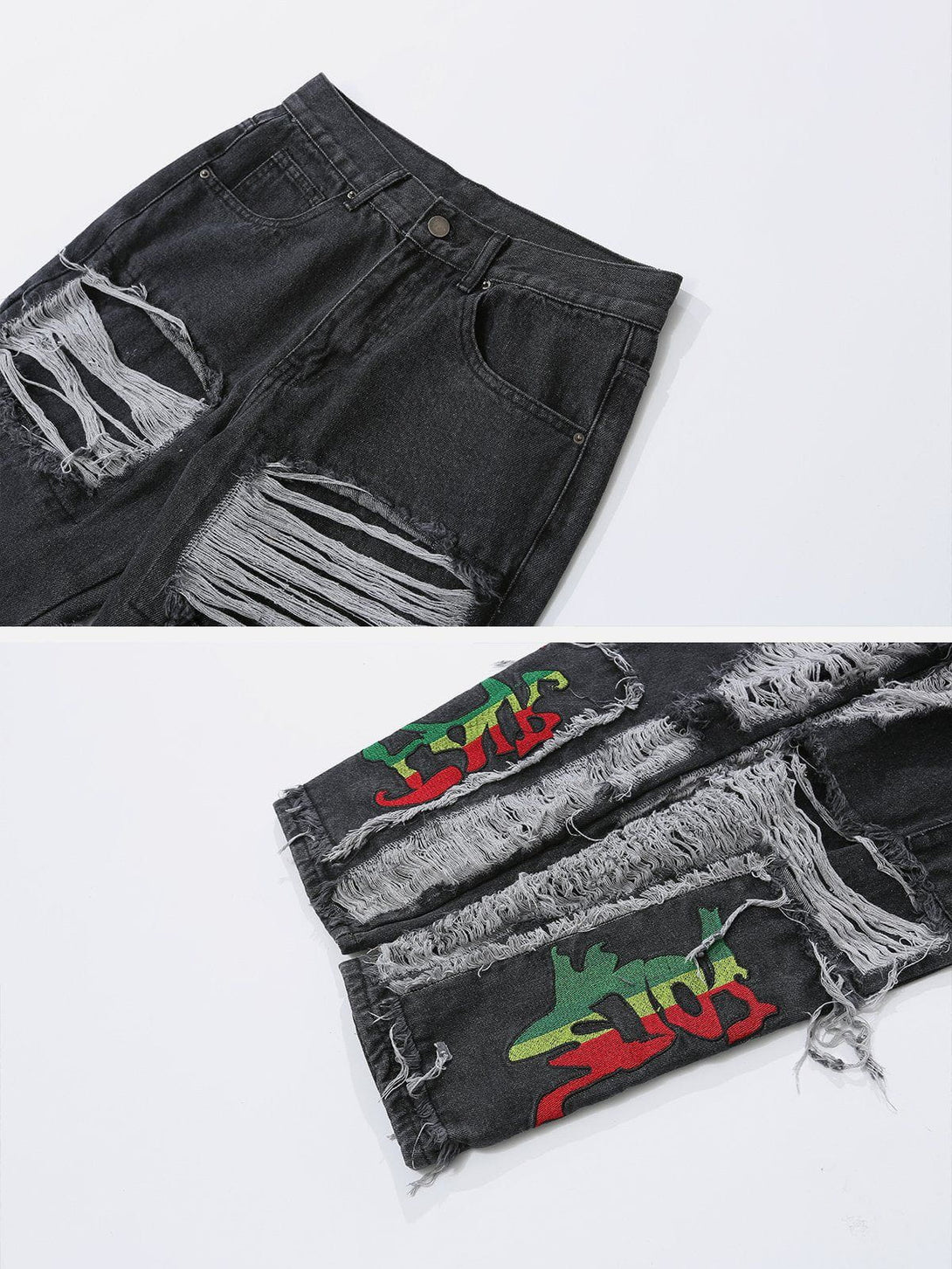 Helmiss - Vintage Raw Ripped Jeans- Streetwear Fashion - helmiss.com