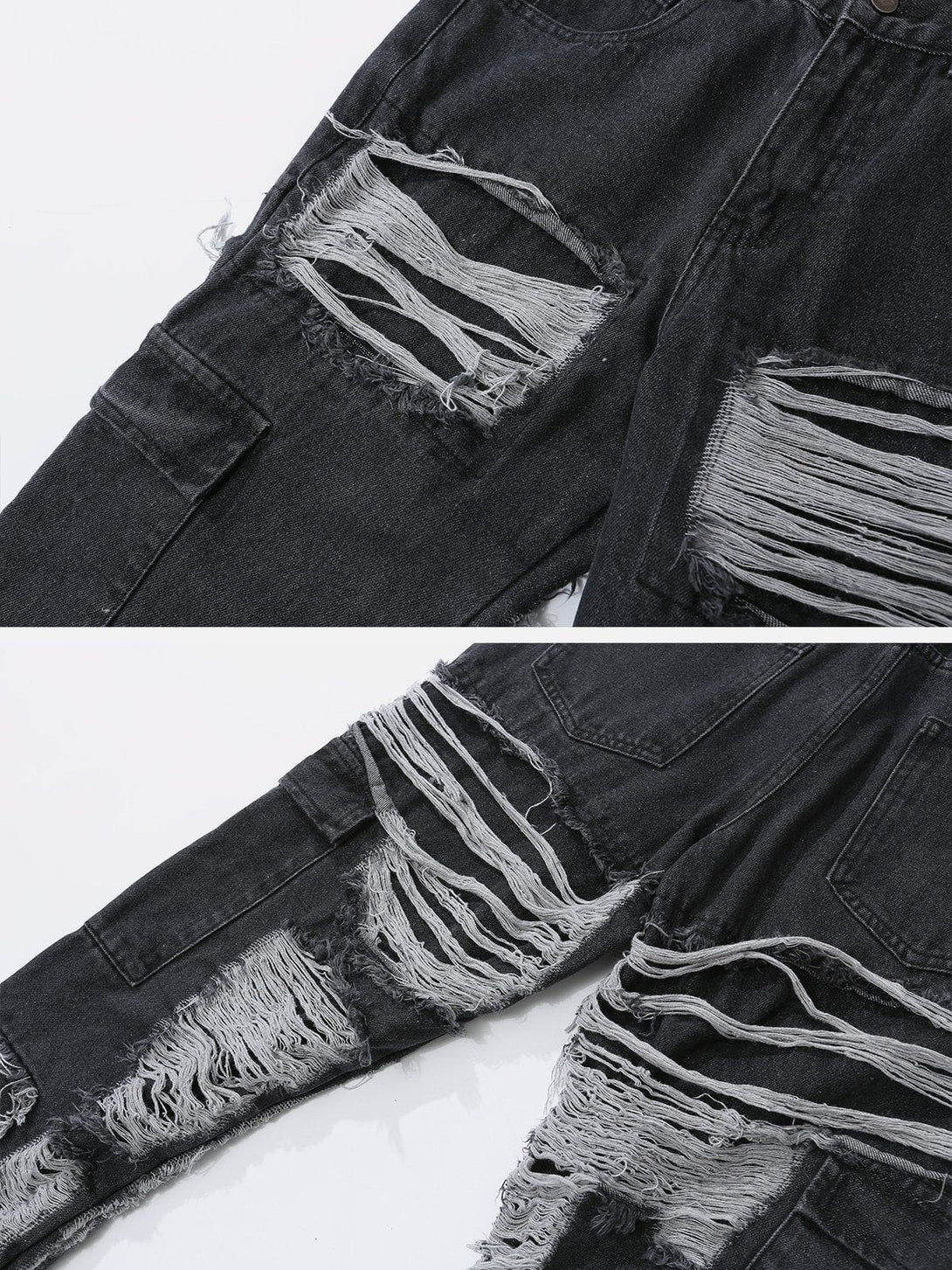 Helmiss - Vintage Raw Ripped Jeans- Streetwear Fashion - helmiss.com