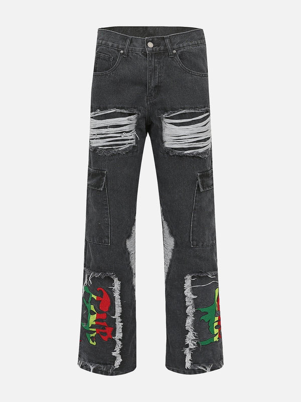 Helmiss - Vintage Raw Ripped Jeans- Streetwear Fashion - helmiss.com