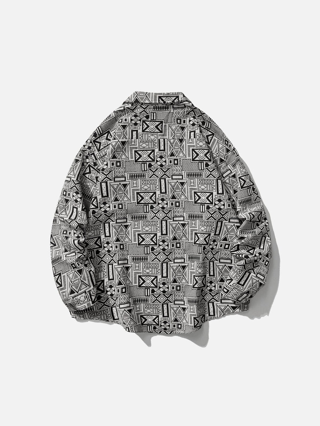 Helmiss - Vintage Rectangle Print Shacket- Streetwear Fashion - helmiss.com