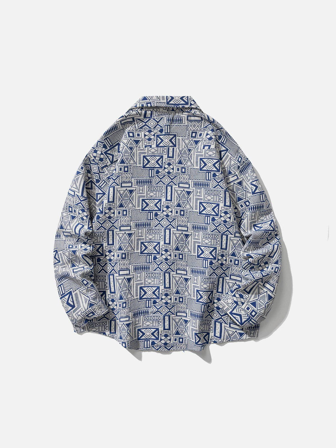 Helmiss - Vintage Rectangle Print Shacket- Streetwear Fashion - helmiss.com