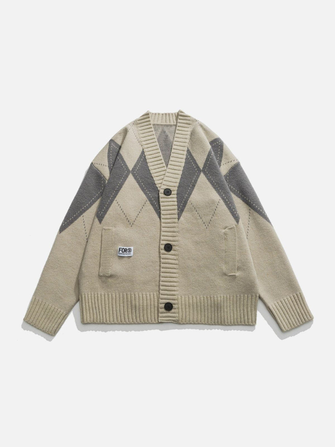 Helmiss - Vintage Rhombus Cardigan- Streetwear Fashion - helmiss.com