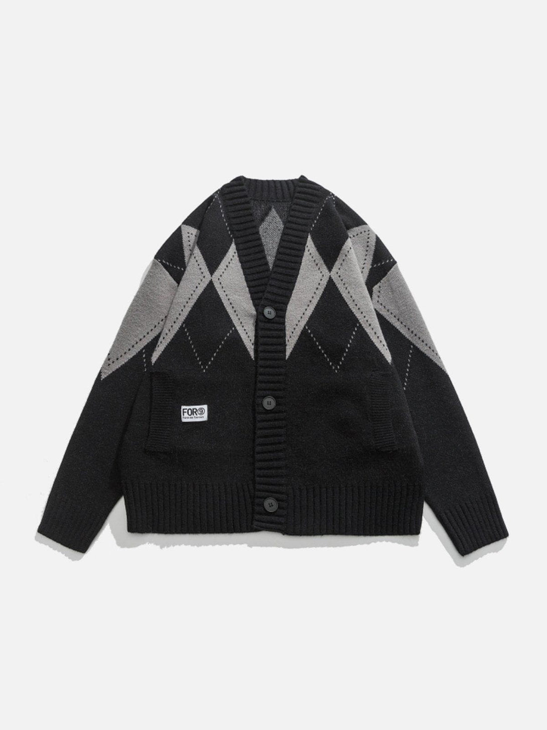 Helmiss - Vintage Rhombus Cardigan- Streetwear Fashion - helmiss.com