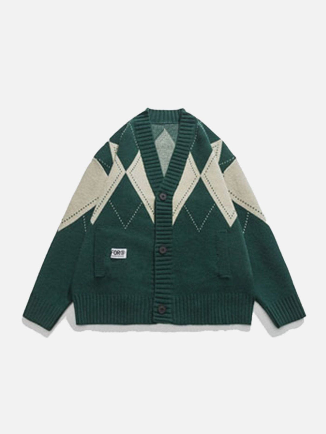 Helmiss - Vintage Rhombus Cardigan- Streetwear Fashion - helmiss.com