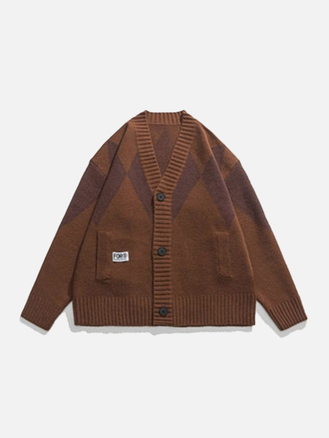 Helmiss - Vintage Rhombus Cardigan- Streetwear Fashion - helmiss.com