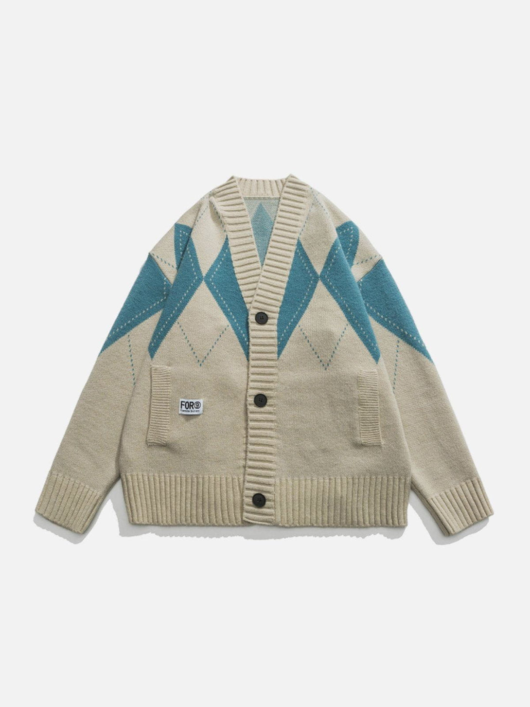 Helmiss - Vintage Rhombus Cardigan- Streetwear Fashion - helmiss.com