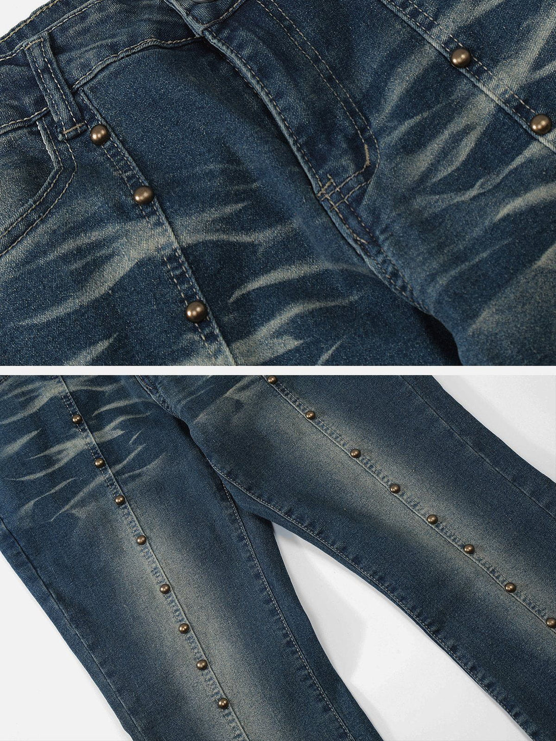 Helmiss - Vintage Rivets Jeans- Streetwear Fashion - helmiss.com