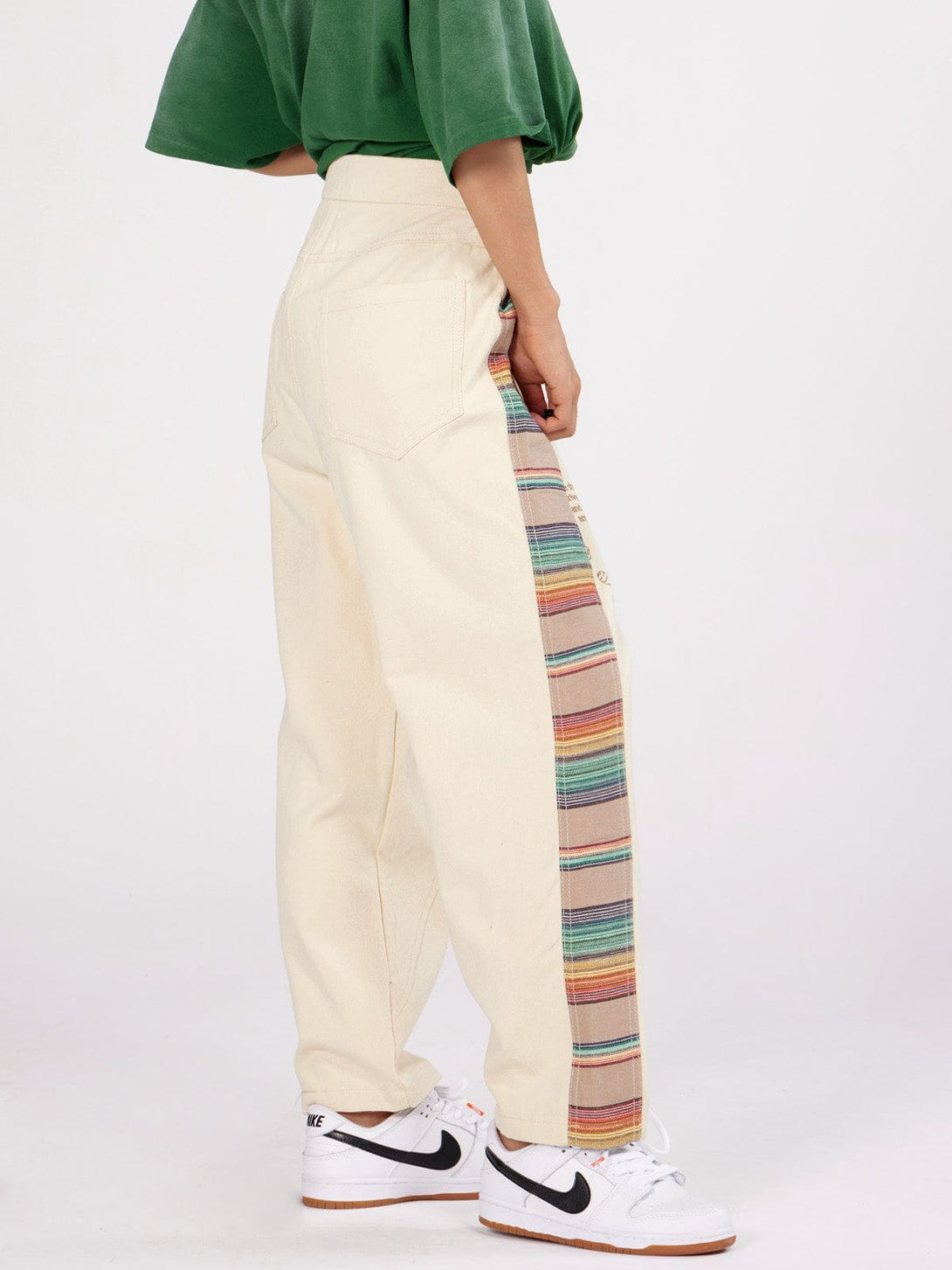 Helmiss - Vintage Side Rainbow Stitching Cropped Pants- Streetwear Fashion - helmiss.com