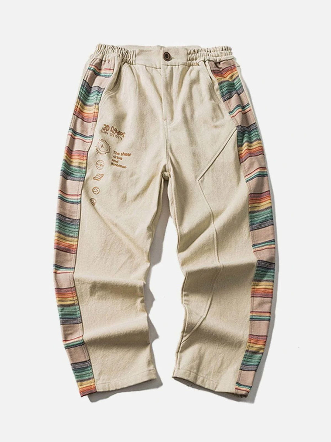 Helmiss - Vintage Side Rainbow Stitching Cropped Pants- Streetwear Fashion - helmiss.com