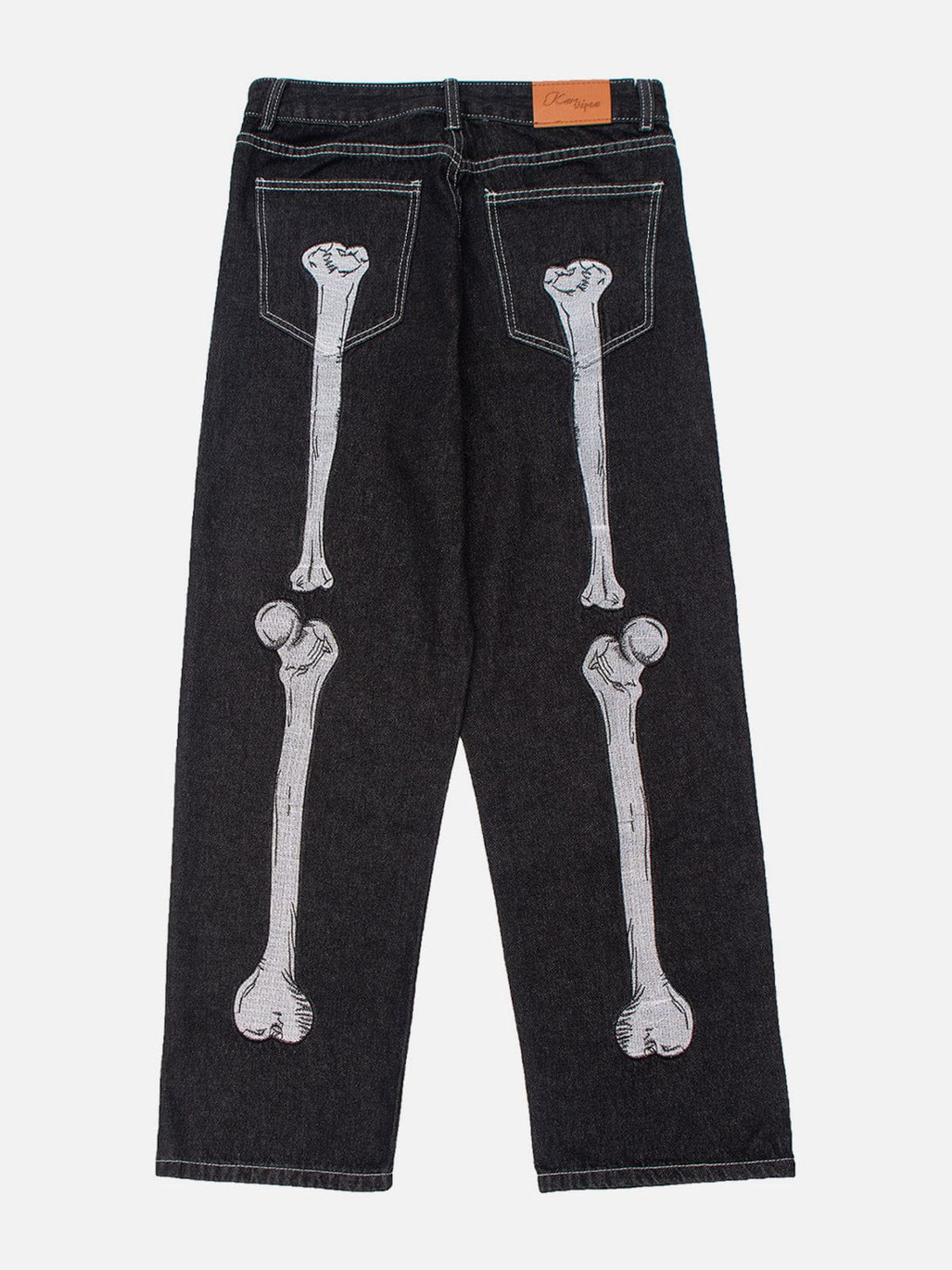 Helmiss - Vintage Skull Bone Embroidery Jeans- Streetwear Fashion - helmiss.com