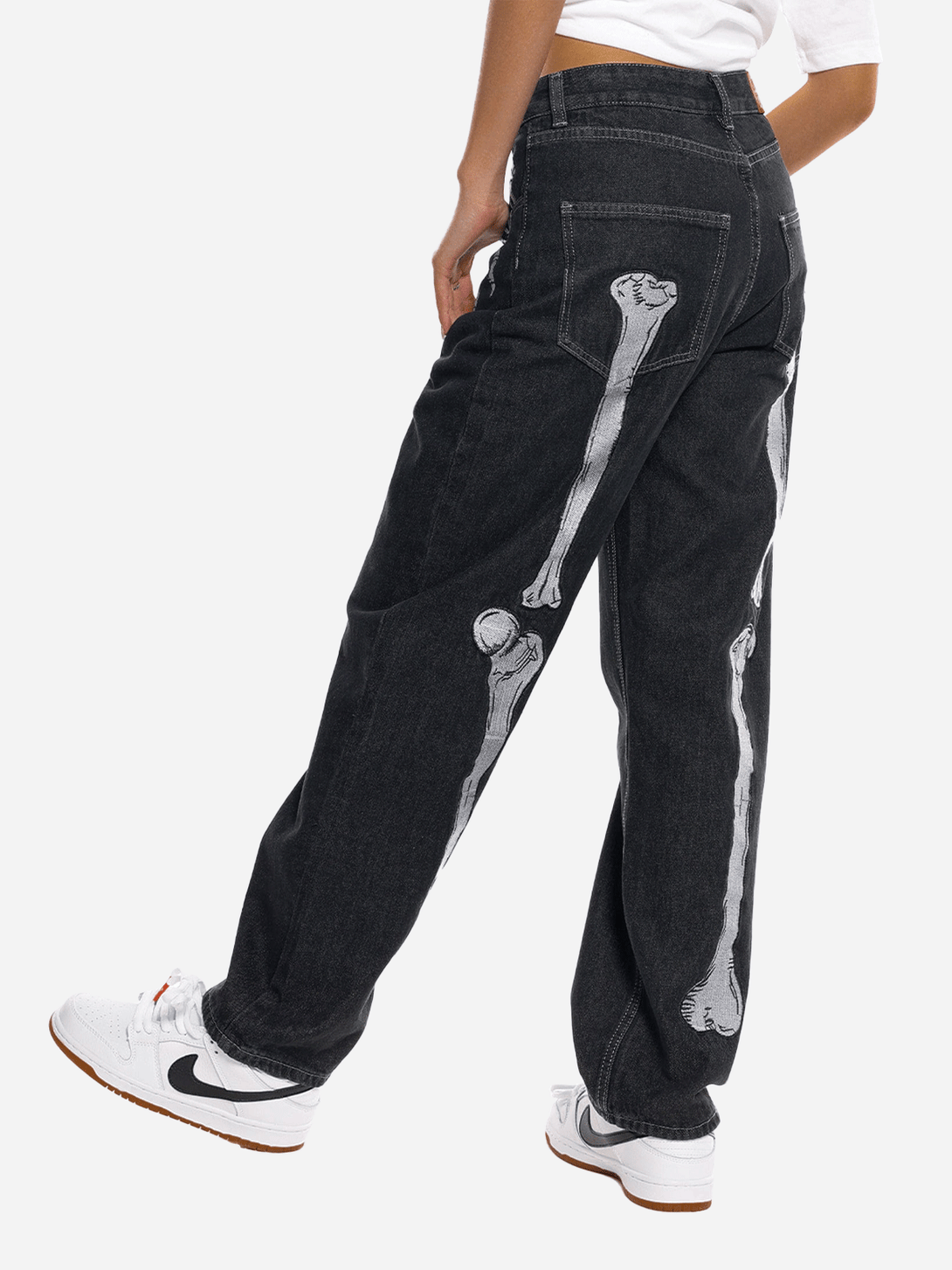 Helmiss - Vintage Skull Bone Embroidery Jeans- Streetwear Fashion - helmiss.com