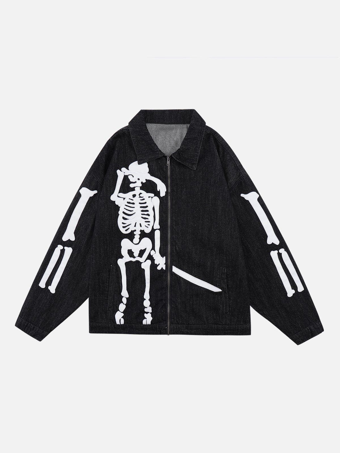 Helmiss - Vintage Skull Print Jacket- Streetwear Fashion - helmiss.com