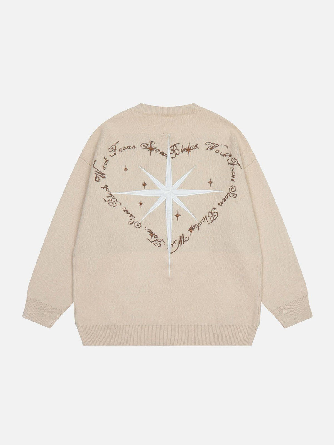 Helmiss - Vintage Star Heart Letter Jacquard Sweater- Streetwear Fashion - helmiss.com