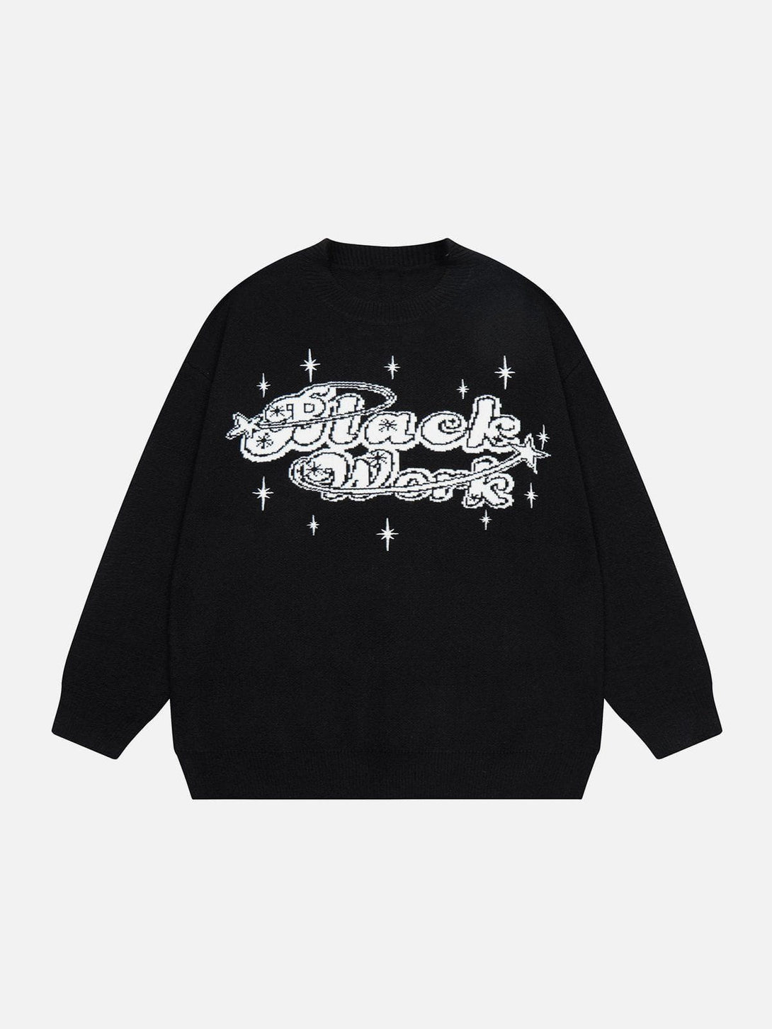 Helmiss - Vintage Star Heart Letter Jacquard Sweater- Streetwear Fashion - helmiss.com