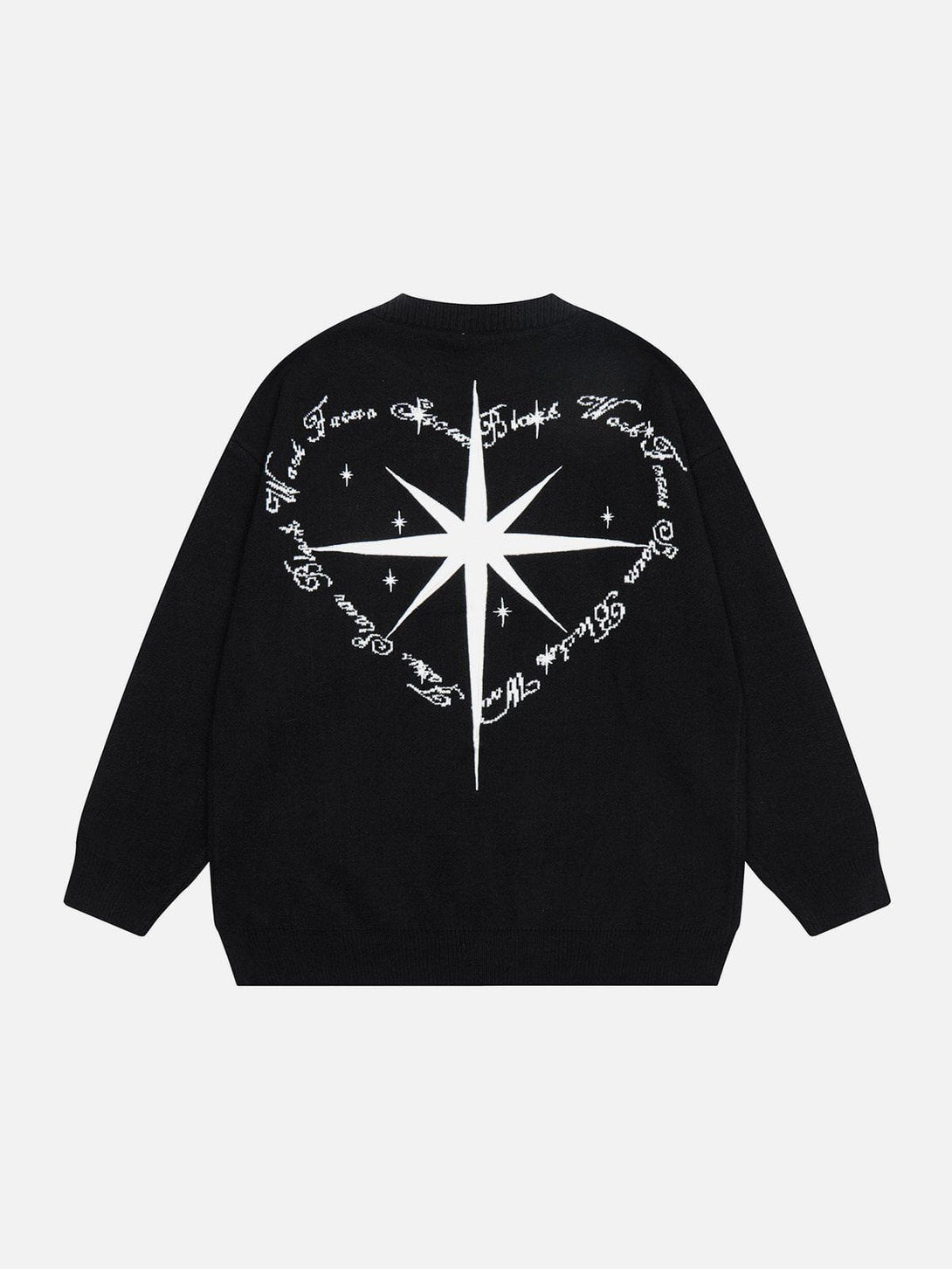 Helmiss - Vintage Star Heart Letter Jacquard Sweater- Streetwear Fashion - helmiss.com