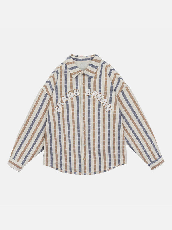 Helmiss - Vintage Stripe Shacket- Streetwear Fashion - helmiss.com