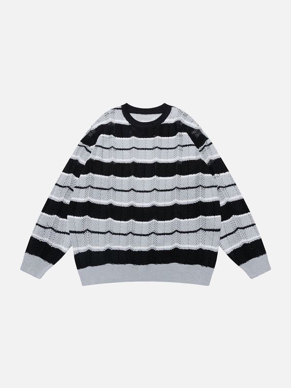 Helmiss - Vintage Stripe Sweater- Streetwear Fashion - helmiss.com