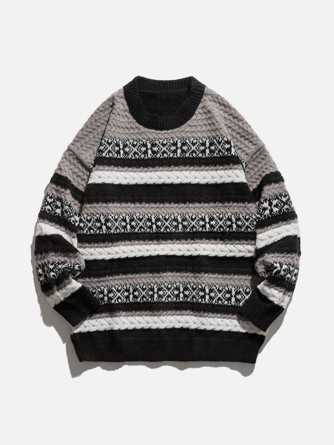 Helmiss - Vintage Stripe Weave Sweater- Streetwear Fashion - helmiss.com