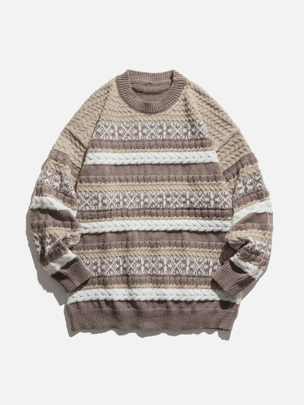 Helmiss - Vintage Stripe Weave Sweater- Streetwear Fashion - helmiss.com