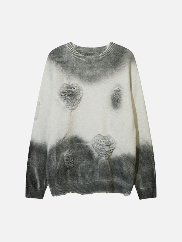 Helmiss - Vintage Tie-dye Hole Sweater- Streetwear Fashion - helmiss.com