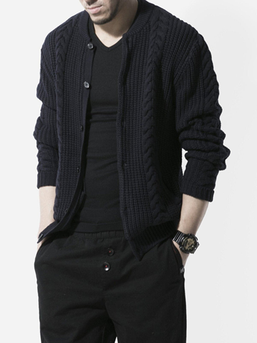 Helmiss - Vintage Twisted Knit Cardigan- Streetwear Fashion - helmiss.com