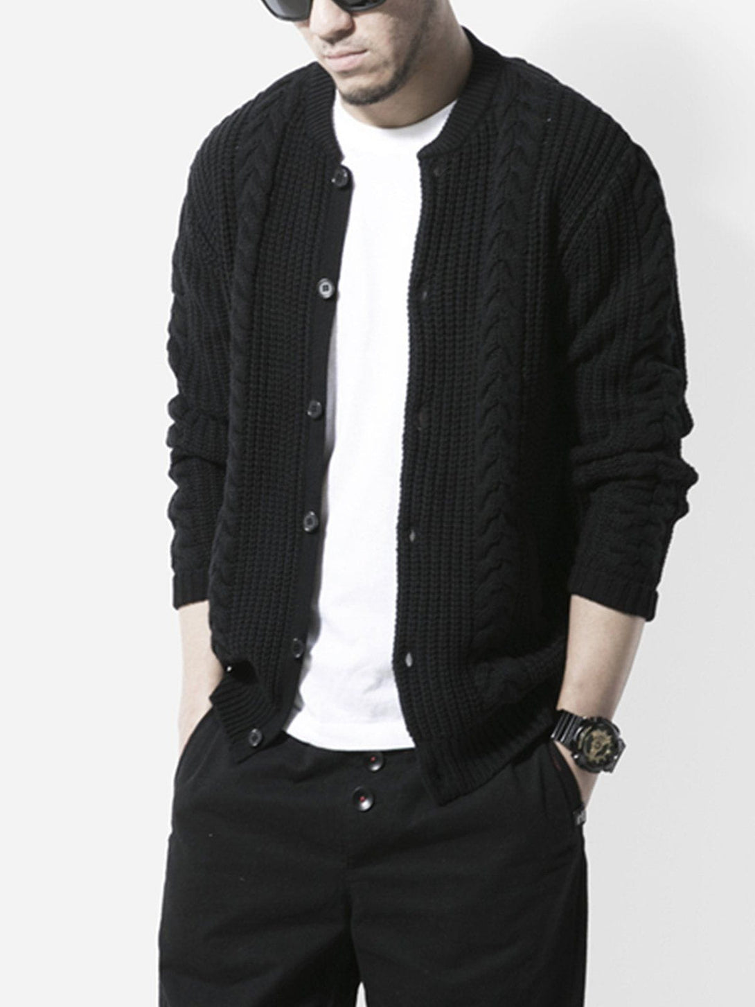 Helmiss - Vintage Twisted Knit Cardigan- Streetwear Fashion - helmiss.com