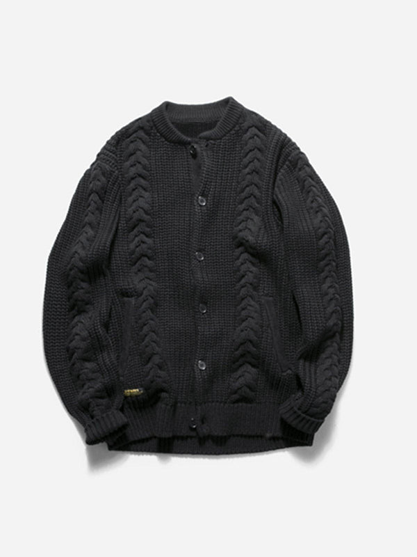 Helmiss - Vintage Twisted Knit Cardigan- Streetwear Fashion - helmiss.com