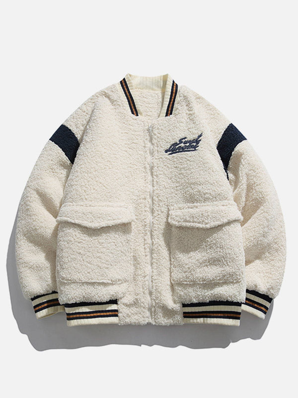 Helmiss - Vintage Varsity Sherpa Winter Coat- Streetwear Fashion - helmiss.com