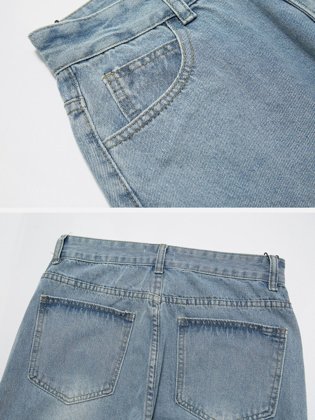 Helmiss - Vintage Wash Adjustable Zip Jeans- Streetwear Fashion - helmiss.com