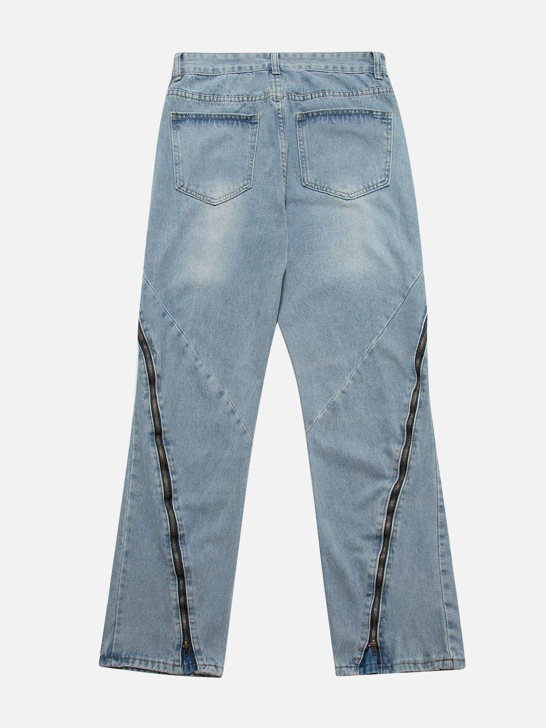 Helmiss - Vintage Wash Adjustable Zip Jeans- Streetwear Fashion - helmiss.com